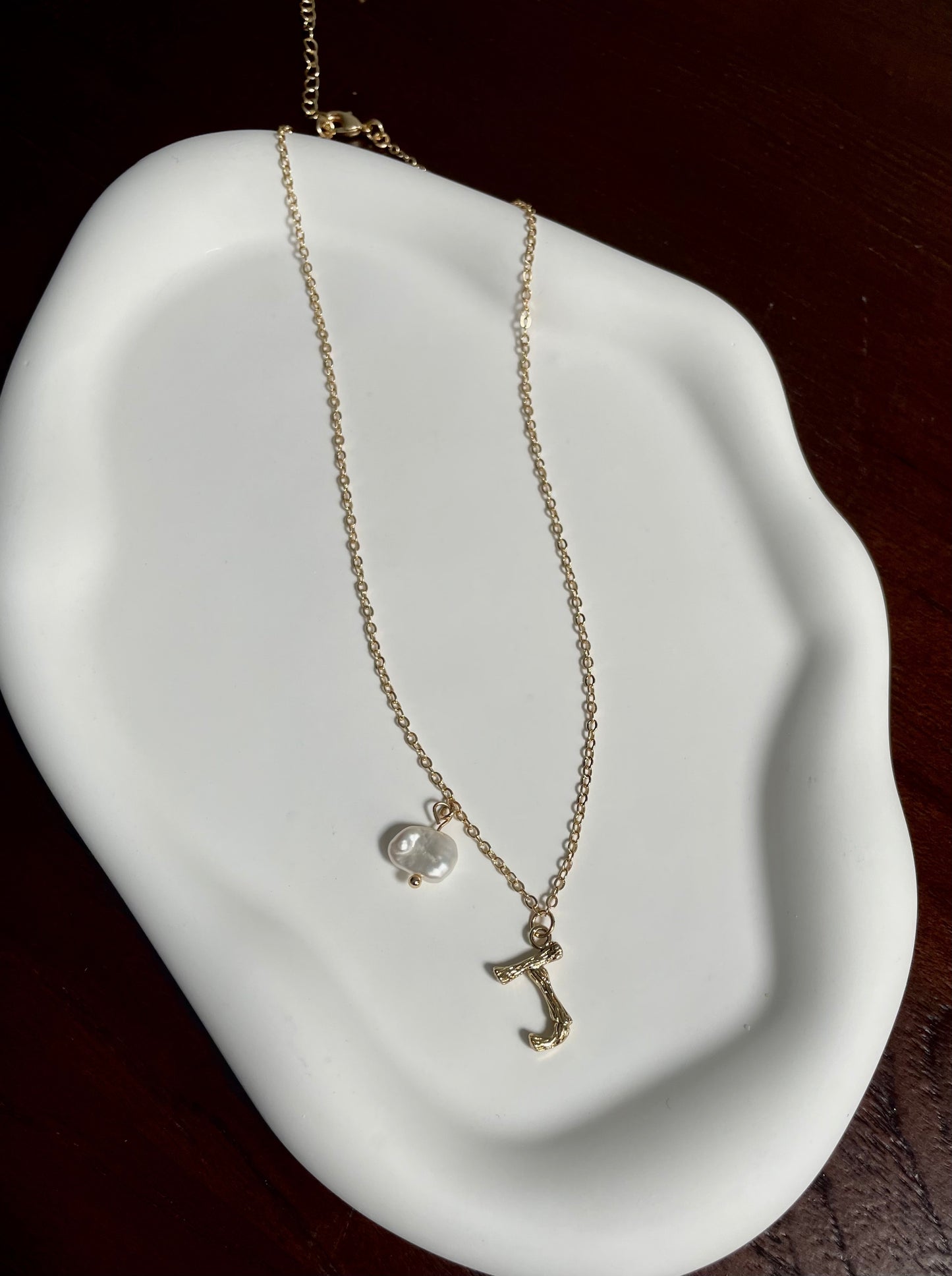 Handmade Beatrice Initial Pearl Necklace