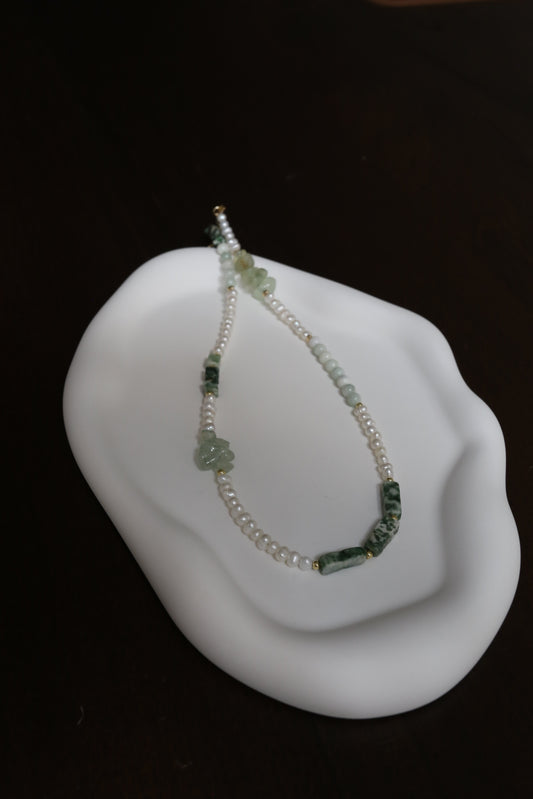 Handmade Jadite Pearl Necklace
